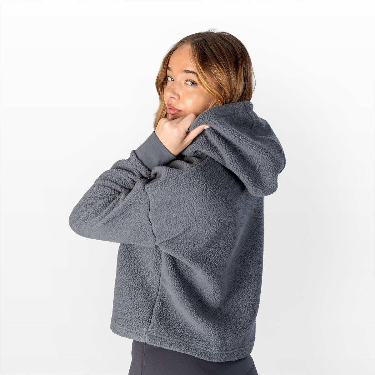 Women's Sherpa Cropped Pullover Hoodie