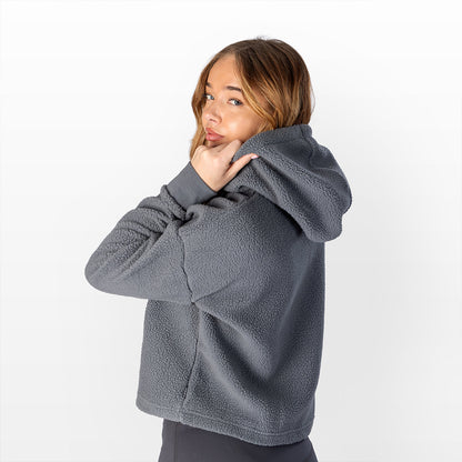 Women's Sherpa Cropped Pullover Hoodie