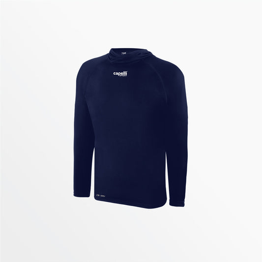 Youth Club Long Sleeve Poly Hooded Tee