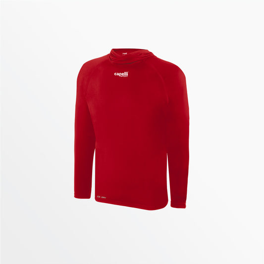 Youth Club Long Sleeve Poly Hooded Tee