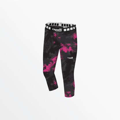 Girl's 3/4 Camo Strokes Performance Tights