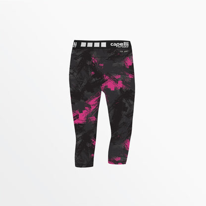 Girl's 3/4 Camo Strokes Performance Tights