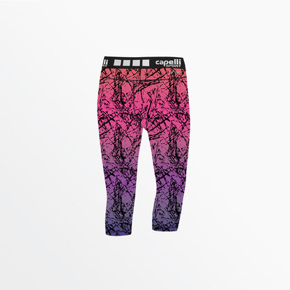 Women's 3/4 Distressed Ombre Performance Tights