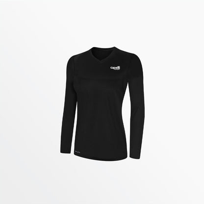 Women's V-Neck Long Sleeve Poly Tee