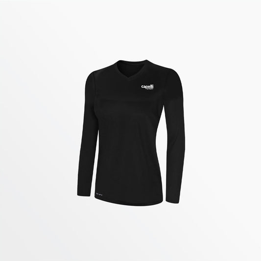 Women's V-Neck Long Sleeve Poly Tee
